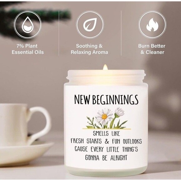 New Beginnings Coffee Mug & Candle Gift Set Break Up/Divorce/ Retirement - Picture 6 of 8